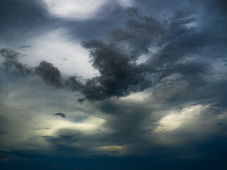 Cloud storm sky dark halloween background rain lightning thunder stoumy typhoon Nature light scene...