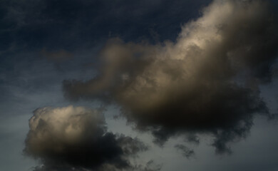 Cloud storm sky dark halloween background rain lightning thunder stoumy typhoon Nature light scene...