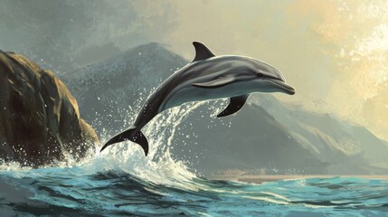 Fototapeta premium Playful Dolphin - Dolphin jumping out of the water