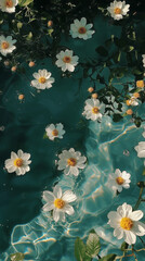 Aesthetic Phone Wallpaper, Phone background, Flowers Floating on Water.