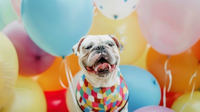 Dog Wearing Balloon Clothing - a cute and whimsical visual. The dog donning balloon clothing creates an endearing and imaginative scene.