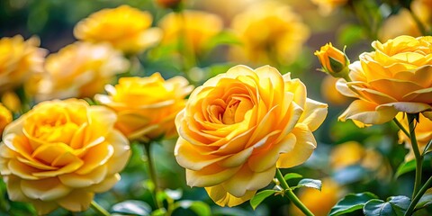 A symphony of golden petals unfolds in the vibrant garden, bathed in the warm glow of sunshine, showcasing nature's artistry.