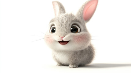 Rabbit, character, miniature, white background, figure, finger, herbivorous, photo, 3D, anime.