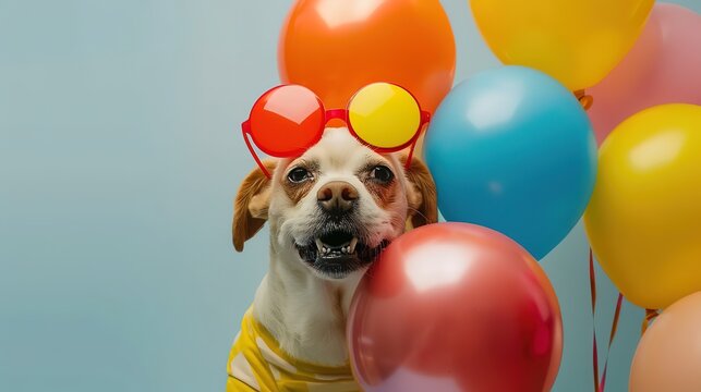 Dog Wearing Balloon Clothing - a cute and whimsical visual. The dog donning balloon clothing creates an endearing and imaginative scene.