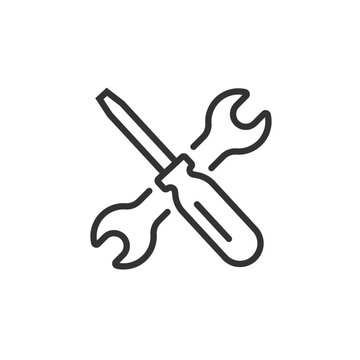 recommend clip art: スパナとドライバーのベクターアイコン(線画・白黒)