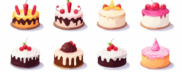  Set of cakes icon isolated on a white background on transparent background