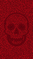 Red Abstract Background with Skull Wallpaper