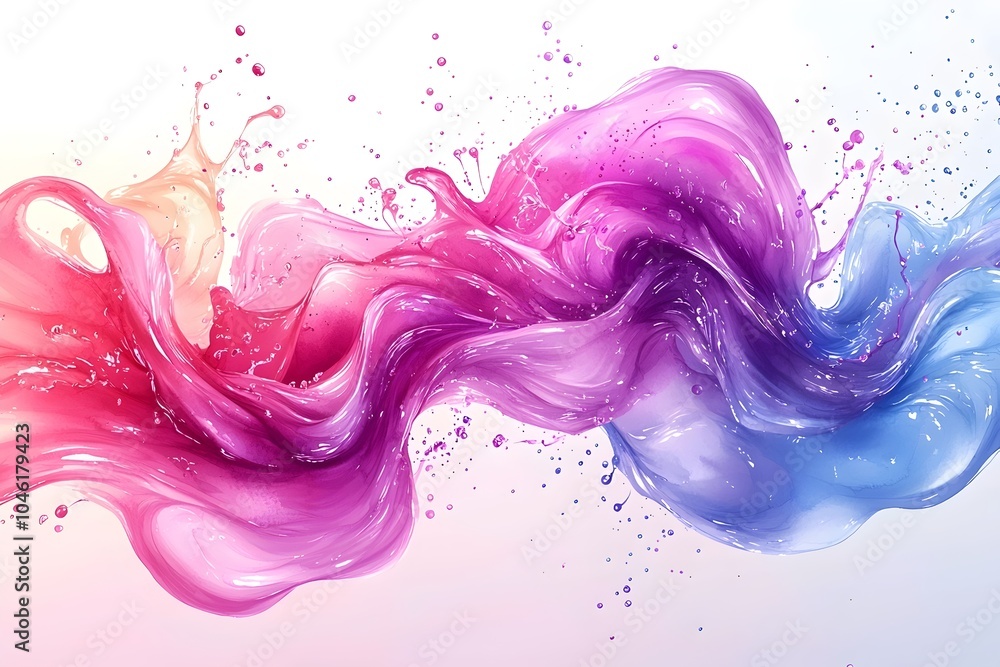 Poster a vibrant swirl of pink and blue liquid flowing in artistic waves, creating a dynamic and colorful a