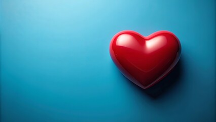A vibrant red heart, symbol of love and affection, rests against a serene blue background, creating a visual harmony of contrasting colors.
