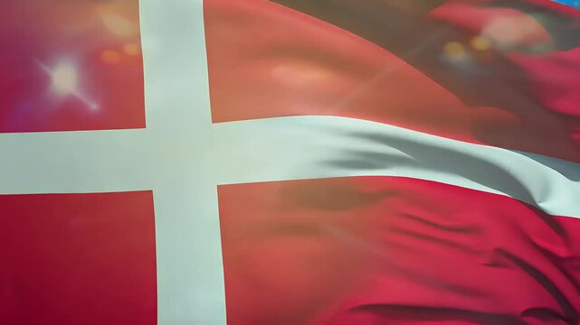 vibrant animation Denmark flag waving gracefully ideal national events independence day celebrations dynamic background 4K video greetings opening scenes danish europa norge country symbol norwegian