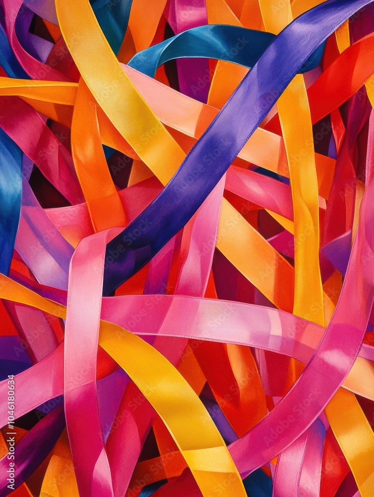 Aufkleber colorful ribbons intertwine beautifully, creating a lively pattern full of vibrancy and energy, idea