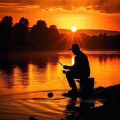the AI Image Generator, having fishing experience fishing at the lake