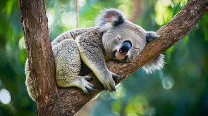 Obraz premium Sleepy Koala - Koala napping on a tree branch