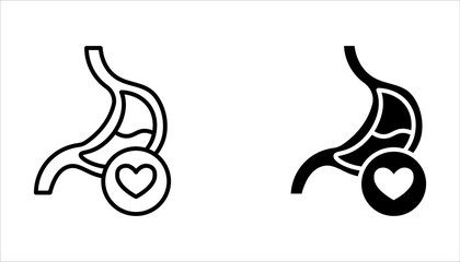 Fototapeta premium Intestine with heart icon set. Healthy internal organ on white background