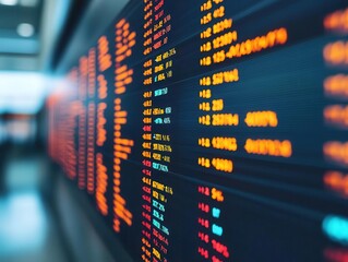 Fototapeta premium A realtime currency rate dashboard in an airport, offering exchange and international transfer services onsite