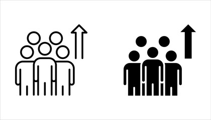 population growth icon, global demography, people evolution chart on white background