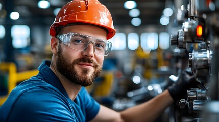 Skilled engineer operates a hydraulic tube bending machine precisely shaping a long steel pipe with expertise in an industrial manufacturing facility or workshop setting