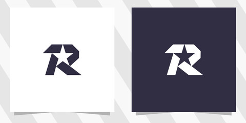 letter r with star logo design vector