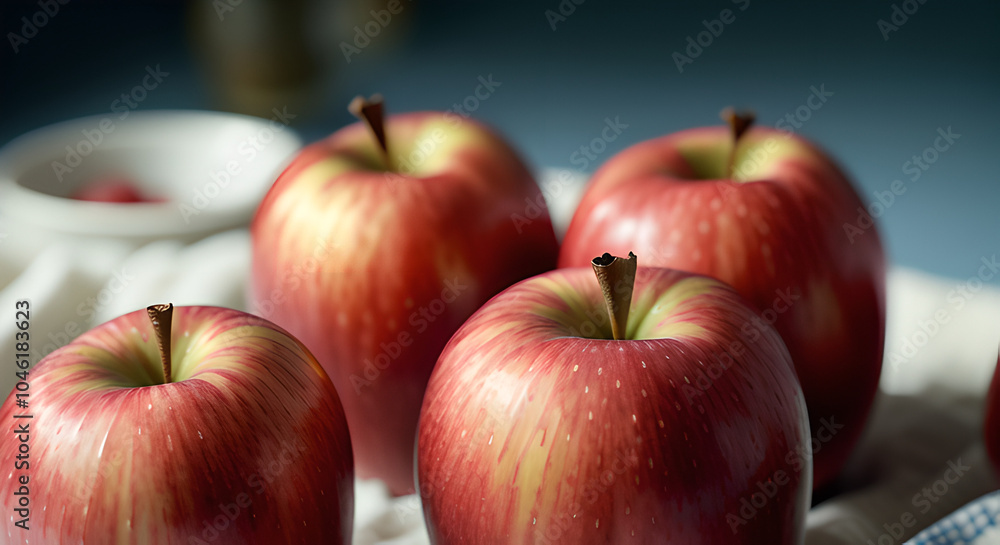 Poster four red apples on a table