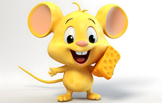 recommend clip art: Little mouse with cheese, cute cartoon