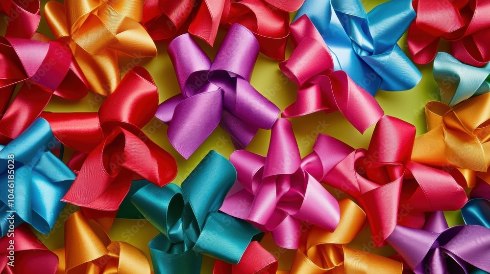 Poster the pattern features an array of bright ribbons and bows beautifully interlaced on a vivid backgroun