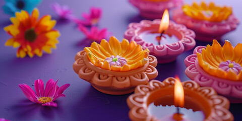a group of candles with flowers, Decorative Display of Candles Nestled Among Flowers, 