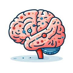 Flat, isolated illustration of a brain, showcasing its distinct shape and features. The design is minimalistic with smooth lines and a simple color palette, perfect for decorative projects.