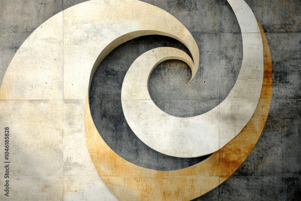 Poster swirling shapes in earthy colors combine to form an abstract design, evoking a tranquil atmosphere a