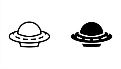 Set of Spaceship UFO icon collection on white background
