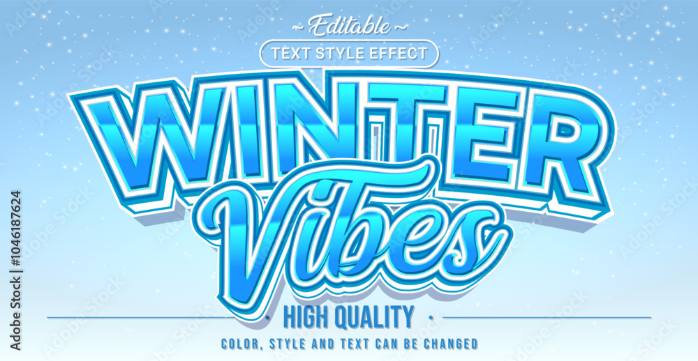Poster Editable text style effect - Winter Vibes text style theme.
