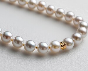 Fototapeta premium A timeless pearl necklace with alternating pearls and gold beads, offering a fresh take on classic elegance
