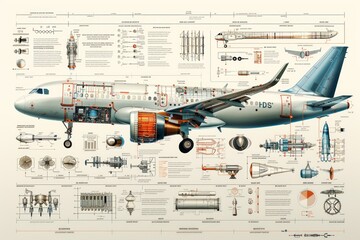 A detailed cutaway diagram of an Airbus A320, showing the aircraft's internal structure and systems.