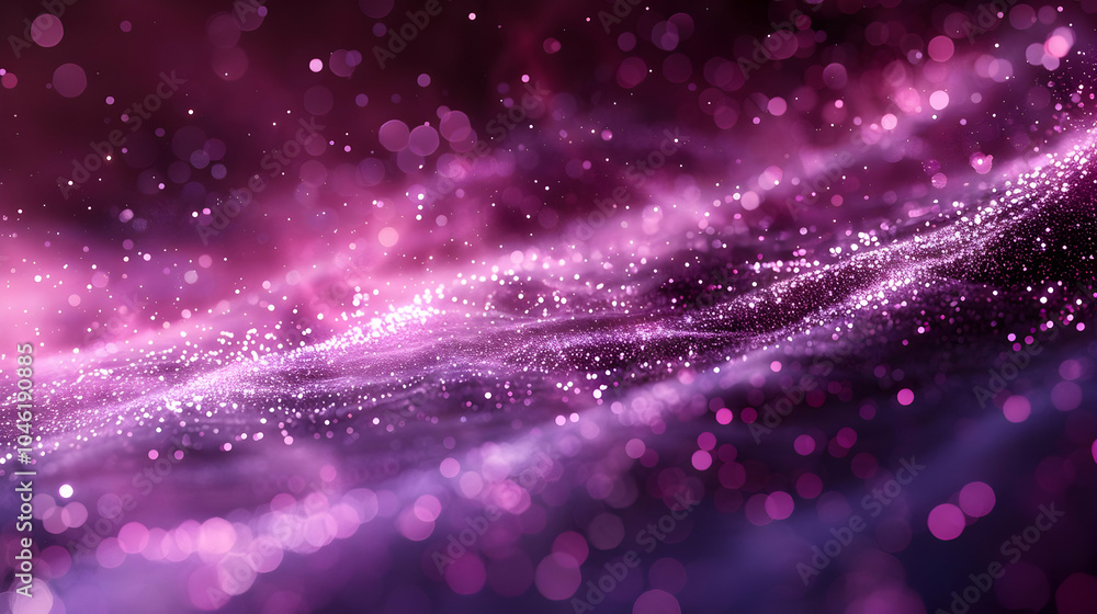 Poster purple abstract background with sparkles and bokeh