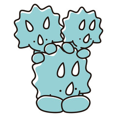 トリケラトプスの親の背に乗る子ども　恐竜の親子のイラスト