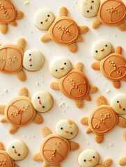 Cute Turtle Cookies with White Icing and Sprinkles