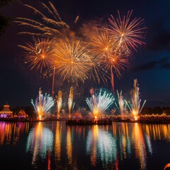 Colorful fireworks displays at global festivals