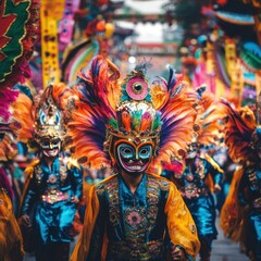 Fototapeta premium Colorful street parades during global festivals