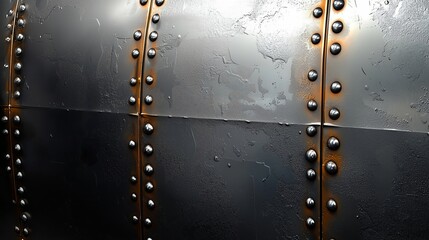 Obraz premium A Close Up of a Weathered Metal Barrel with Rivets and Rust Patterns