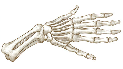 Hand Skeleton Anatomy Illustration - Detailed Drawing