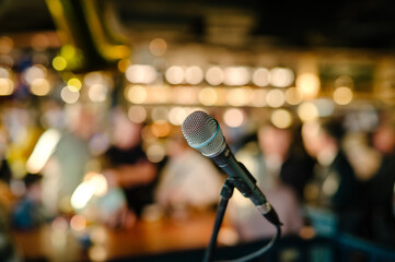microphone on stage with lights