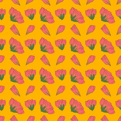 Obraz premium seamless pattern with flowers and leaves