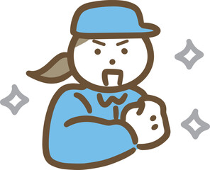 パワーに自信がある作業服の女性