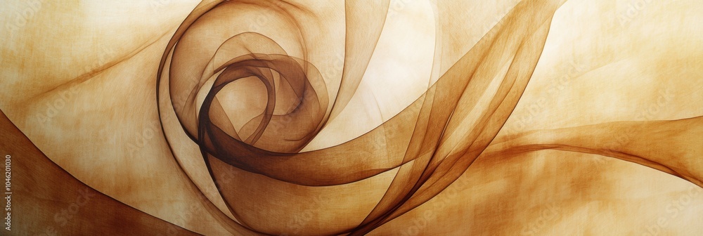 Poster swirling shapes reminiscent of tea blends with soft natural tones, evoking a calming and relaxing at