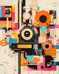 vintage collages different elements, textures, and pictures