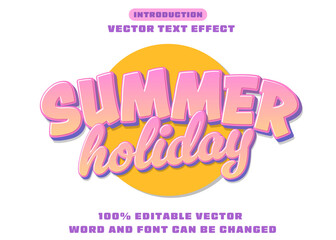 Editable Text Effect Summer Holiday 3d template style premium vector