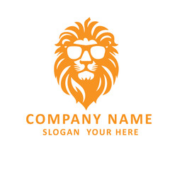 An orange lion head with sunglasses.