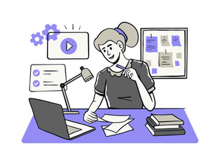 Illustration of Online Learning and Studying
