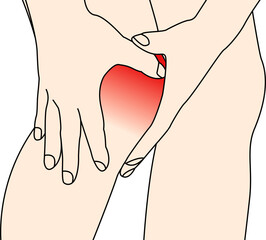 무릎 관절을 붙잡고 있는 손, 건강 관리 컨셉