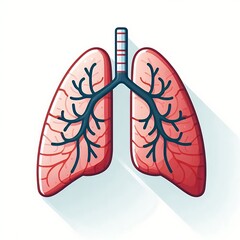 Flat, isolated illustration of a lungs, showcasing its distinct shape and features. The design is minimalistic with smooth lines and a simple color palette, perfect for decorative projects.