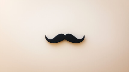 Movember concept,black mustache adorns a light-colored wall,creating a whimsical accent in a contemporary room,perfect for sparking joy and smiles,copy space